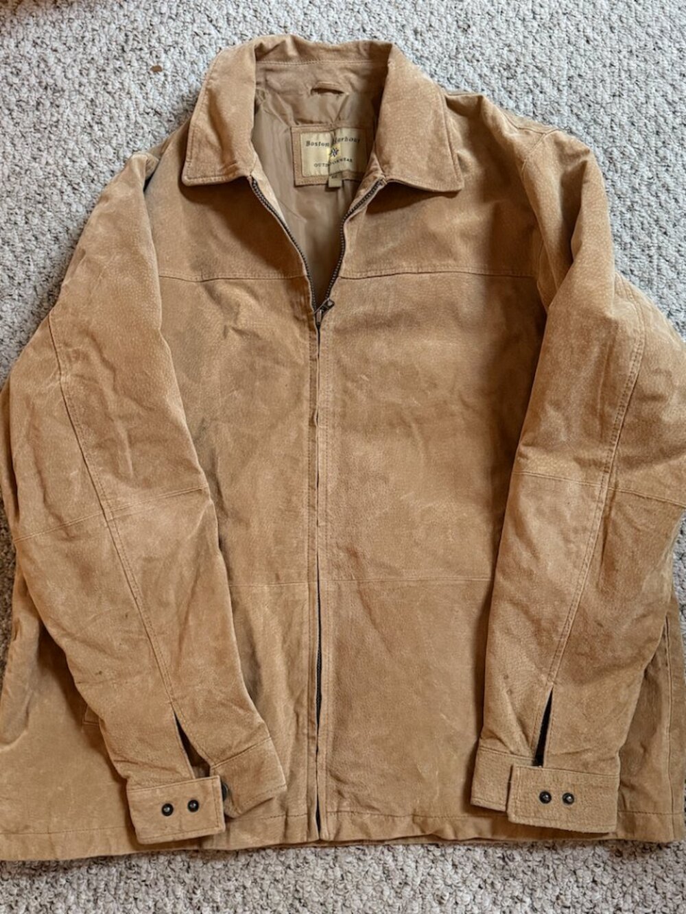 VTG Boston Harbour Suede Barn Jacket XXL Gorpcore Workwear Distressed Tan